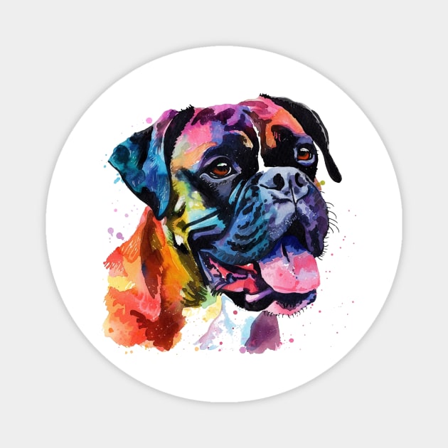 Boxer Dog Watercolor Pop Art design for Dog Owner Magnet by karishmamakeia